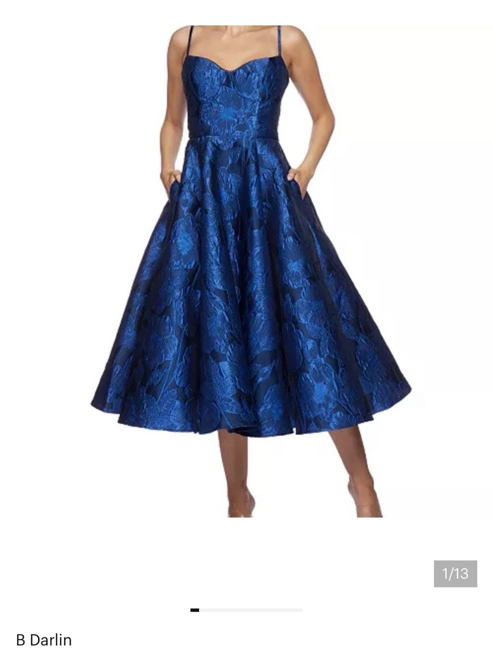 B Darlin Royal Blue Floral Jacquard Midi Dress